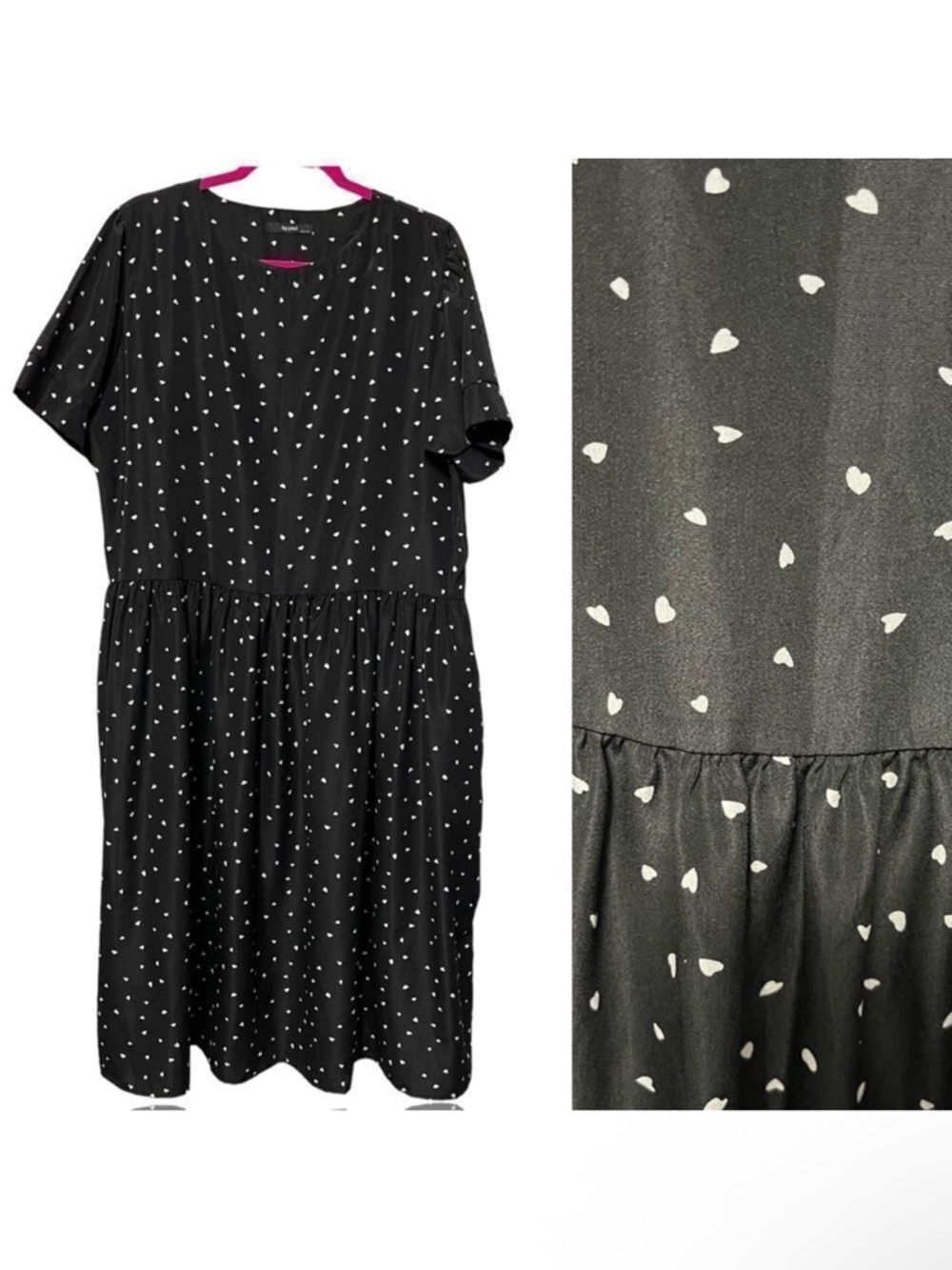 BY.YOUL Heart Print Lagenlook Pocket Maxi Dress L